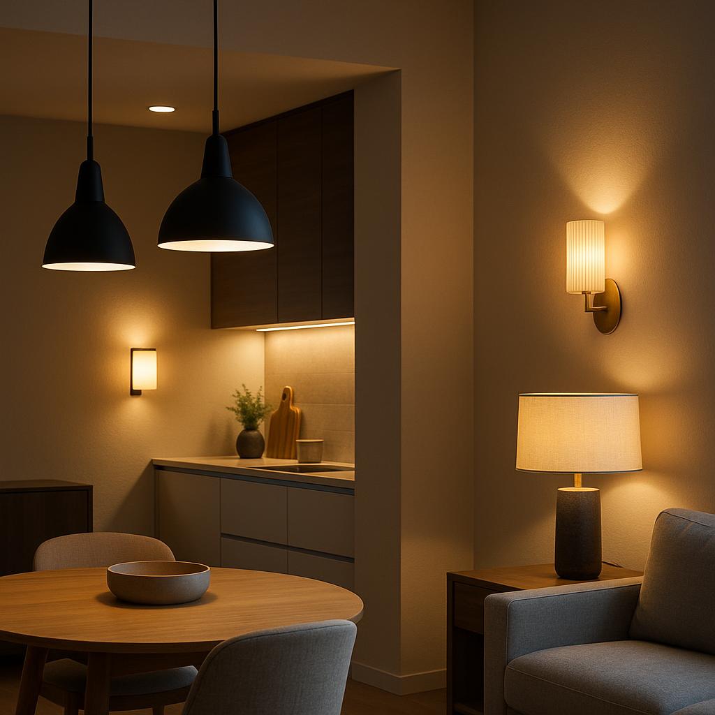 Rétegzett világítás design modern belső térben
